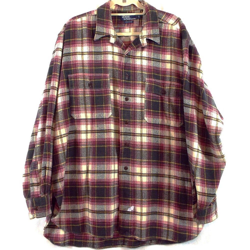 Polo by Ralph Lauren Long Sleeve Multicolor Plaid Flannel Collared Shirt Size XL